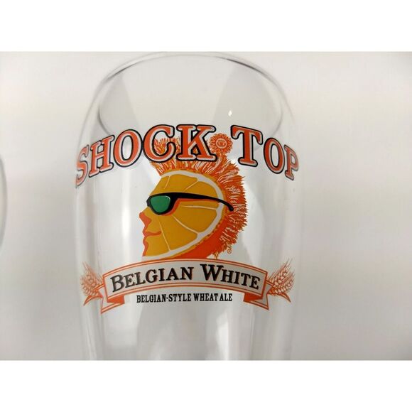 2 - SHOCK TOP BELGIAN WHITE Beer Pilsner Glasses &‎ Vintage Beer Coaster - Picture 8 of 16